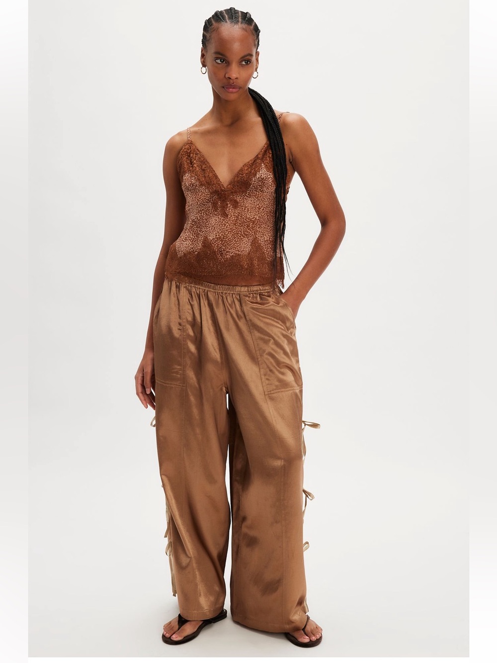 FREE PEOPLE x NIGEL PRESTON SATIN SIDE TIE PANTS